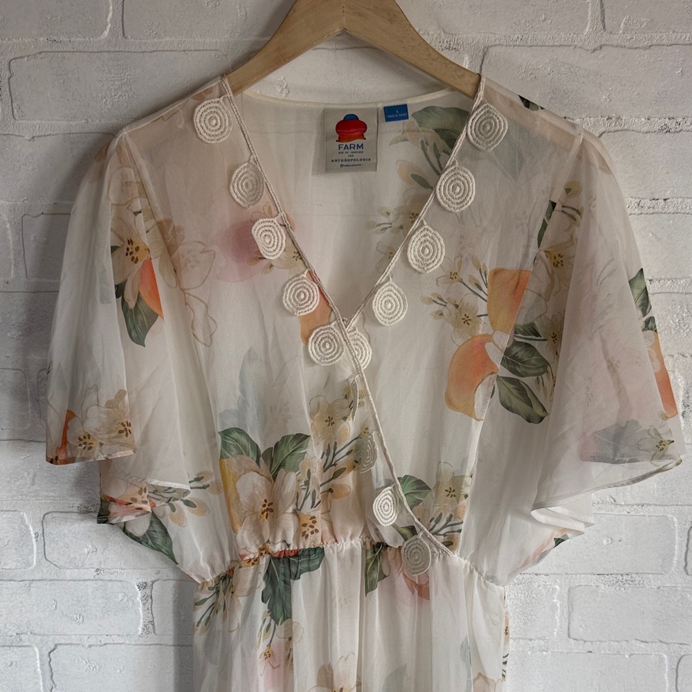Farm Rio Eloisa Floral Sheer Dress size small slip NOT included - Picture 8 of 14